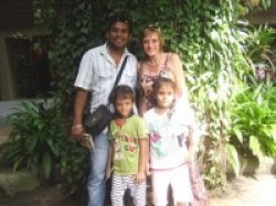 2010 Newly trained Reiki student Christine from Sri Lanka with her husband Sanjaya and their 2 lovely kids